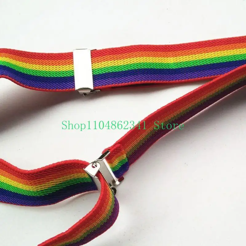 5asd Children Rainbow Strap Clip Colorful Striped Baby Suspenders Belt Boys and Girls