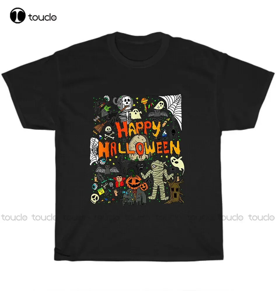 New Happy Halloween Scary Retro T-Shirt Skeleton Pumpkin Ghost Scary Tee Gift Xs-5Xl Halloween Shirt Unisex Fashion Funny Tshirt