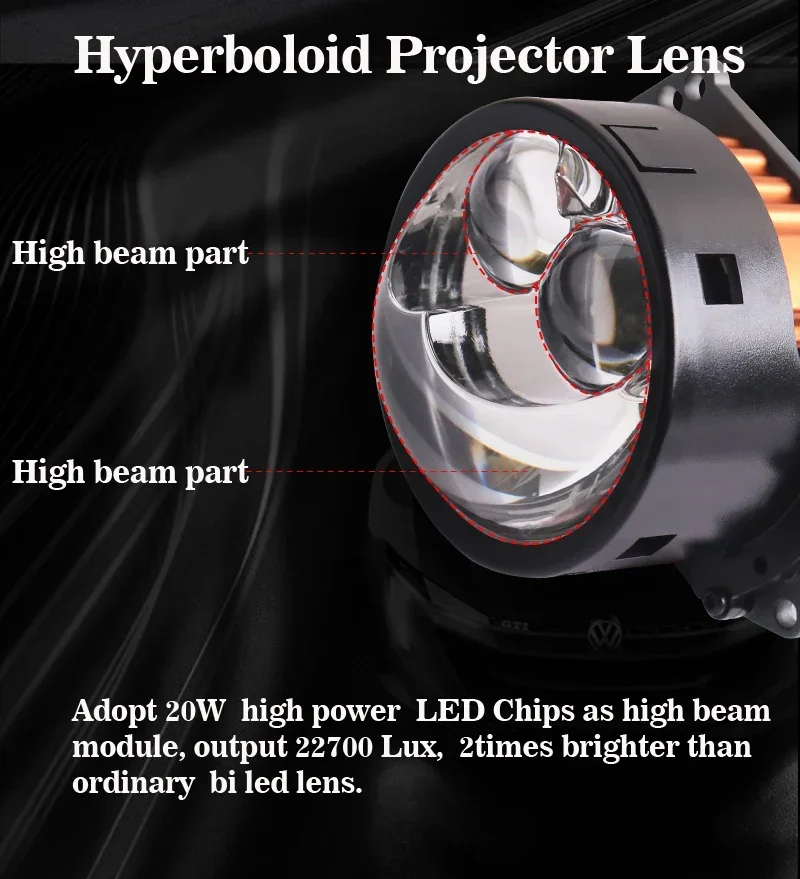 SANVI S12 PRO Bi LED Hyperboloid Projector Lenses Headlight 12V 120W 5500K Hella 3R G5 For Motorcycle Car Accessories Universal