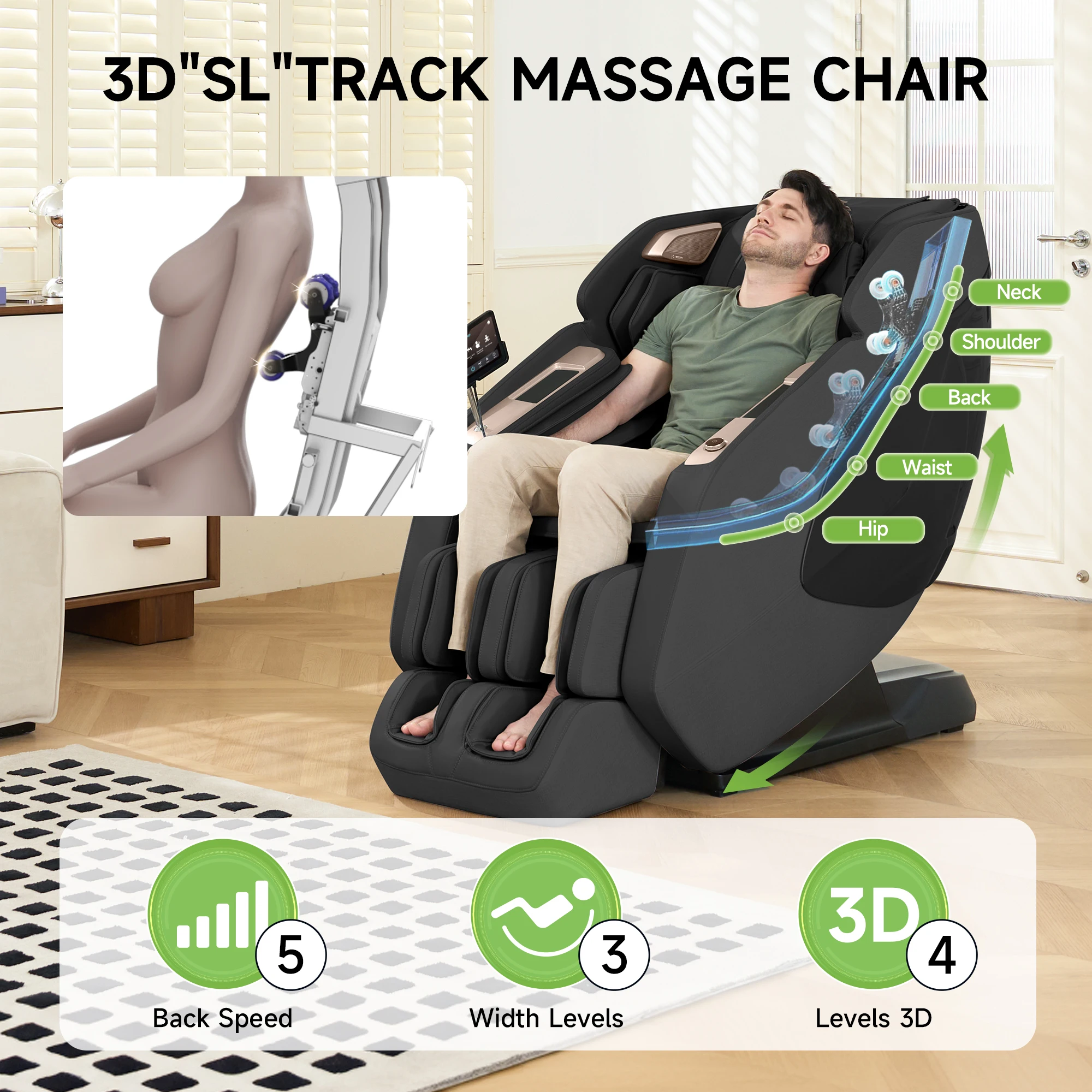 Airo Factory Direct 4D SL Track Zero Gravity Full Body Massage Chair With Heat Therapy