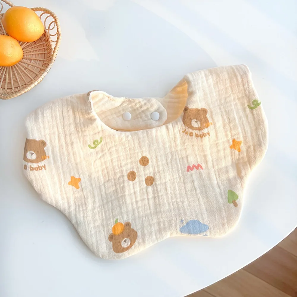 

Cartoon Anti-vomiting Bibs Flower Shape Cotton Yarn Baby Cotton Bibs Round Neck Rotatable Baby Drooling Bibs