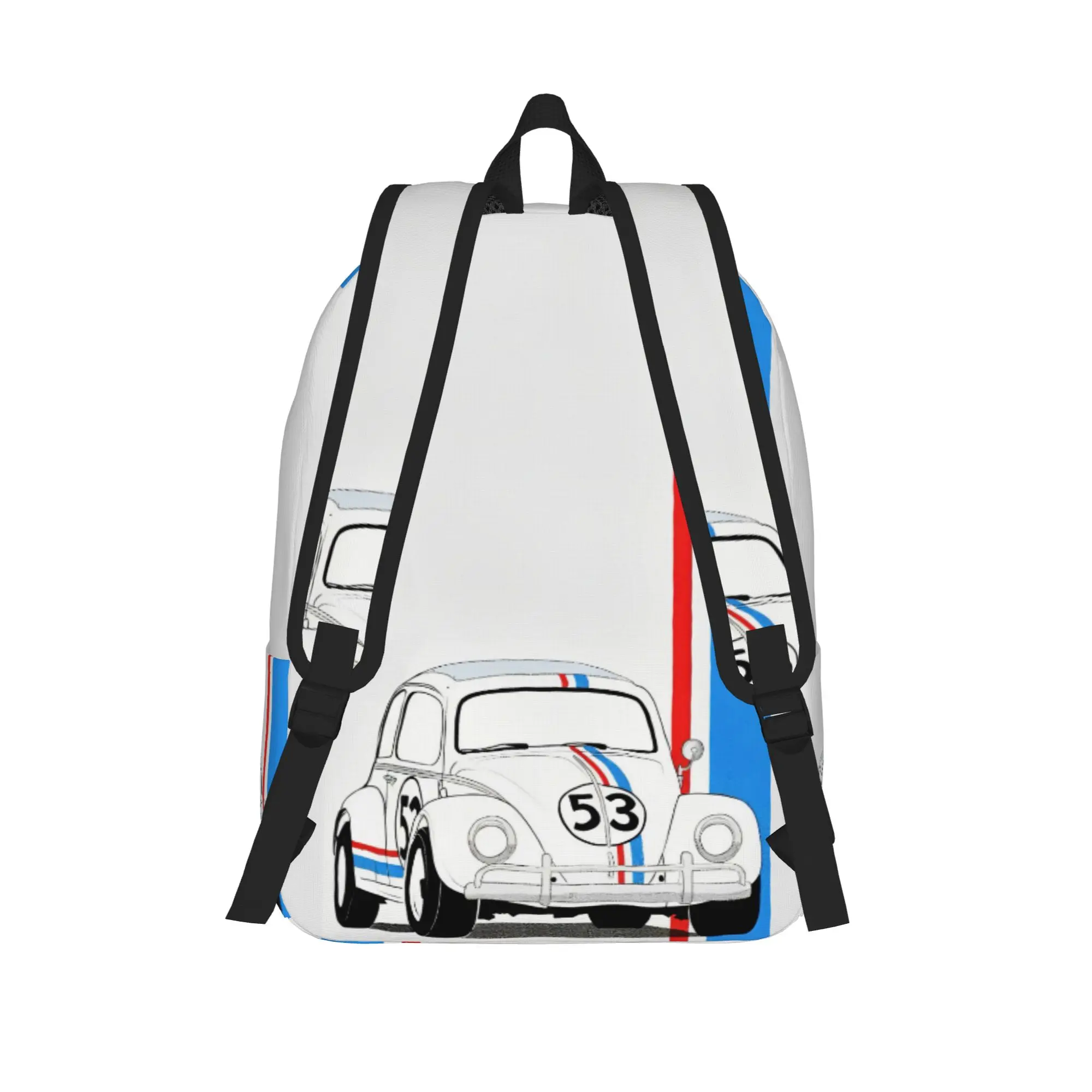 Herbie Number 53 Classical Backpack School Hiking Travel Race Car Enthusiasts Stripe Daypack for Men Women Laptop Canvas Bags
