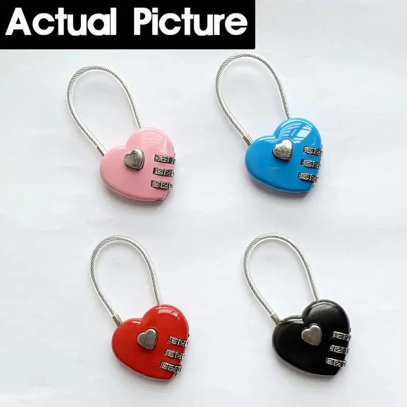 Resettable 3-Digit Padlock Heart Password Padlock Outdoor Luggage Code Padlock Valentine's Day Gift