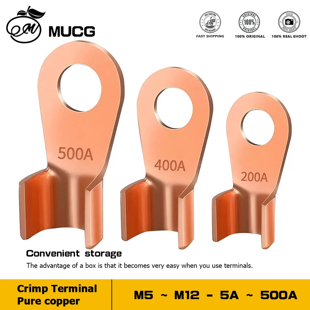 OT Open solid pure copper terminal Lug Crimp terminal lug connecting terminal lug M5/M6/M8/M10/M12 Wire cable connectors