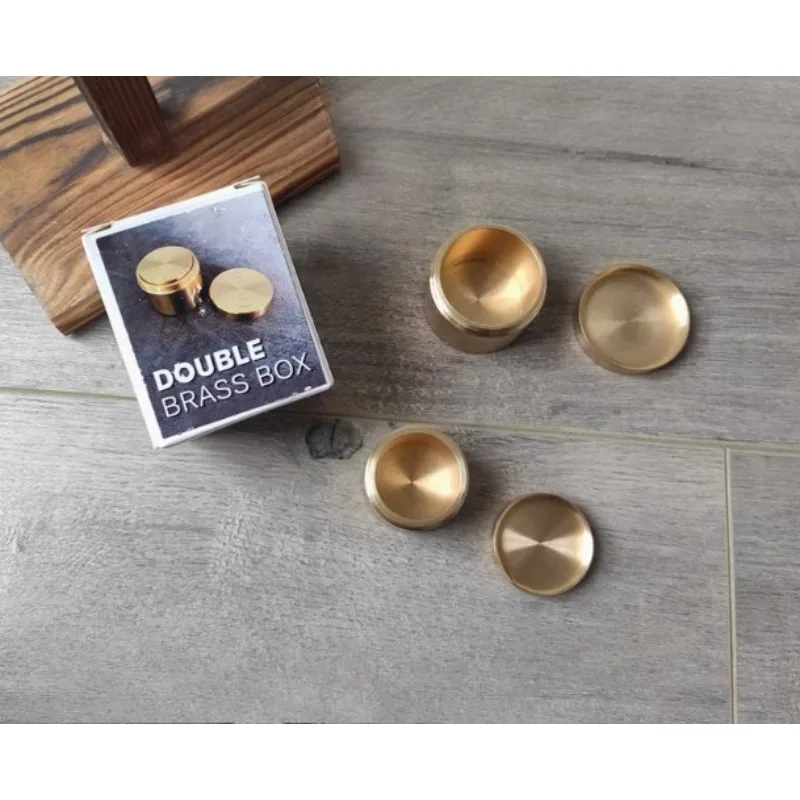 

Double Brass Box for Coin Magic Coin/Ring Into Metal Box Close up Magic Trick Magia Magicians Prop Accessory Illusion Gimmick