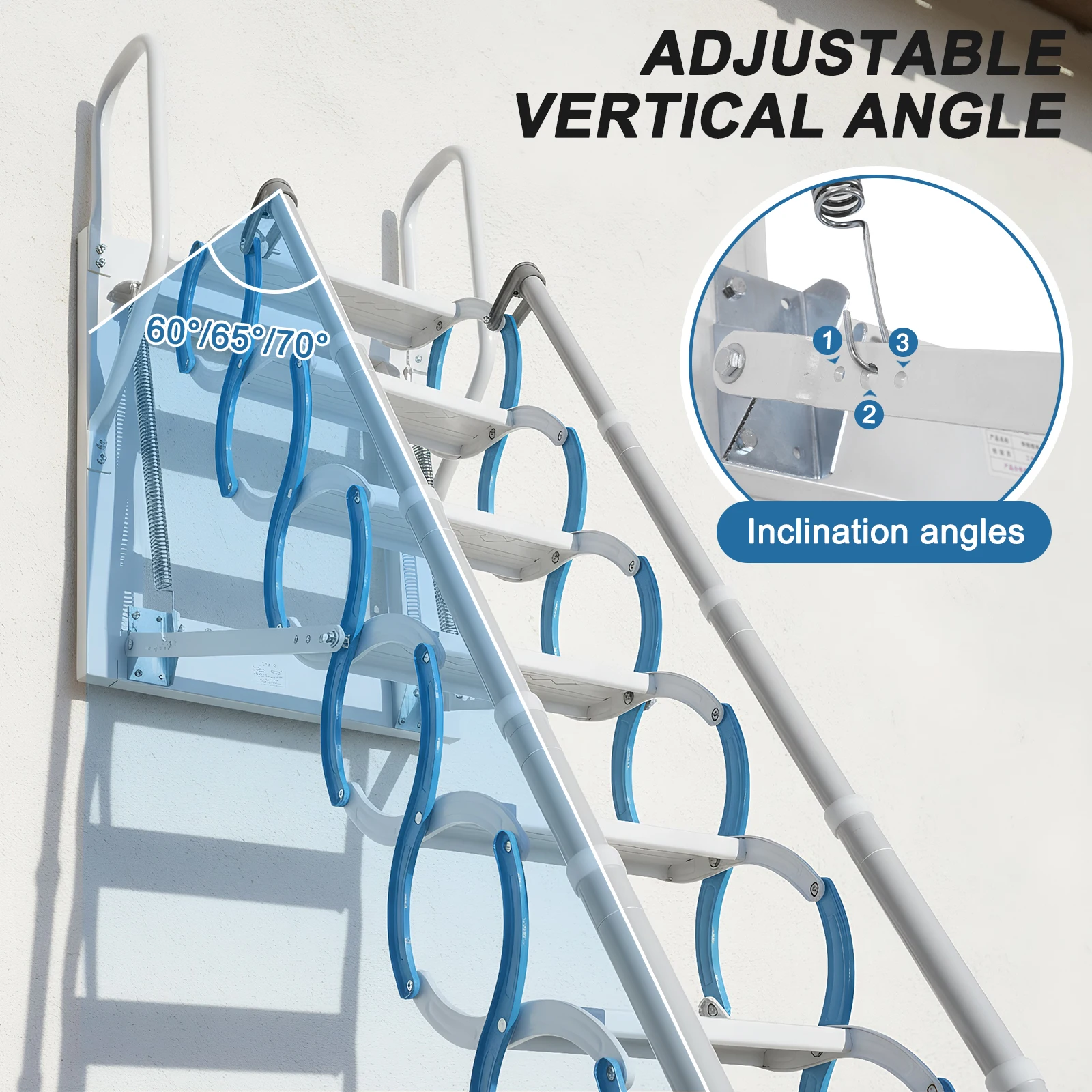 

Ceiling Mount Attic Ladder Folding Retractable Loft Ladders 661 LBS Capacity S-Shaped Design Suitable for Garages Roofs Basement