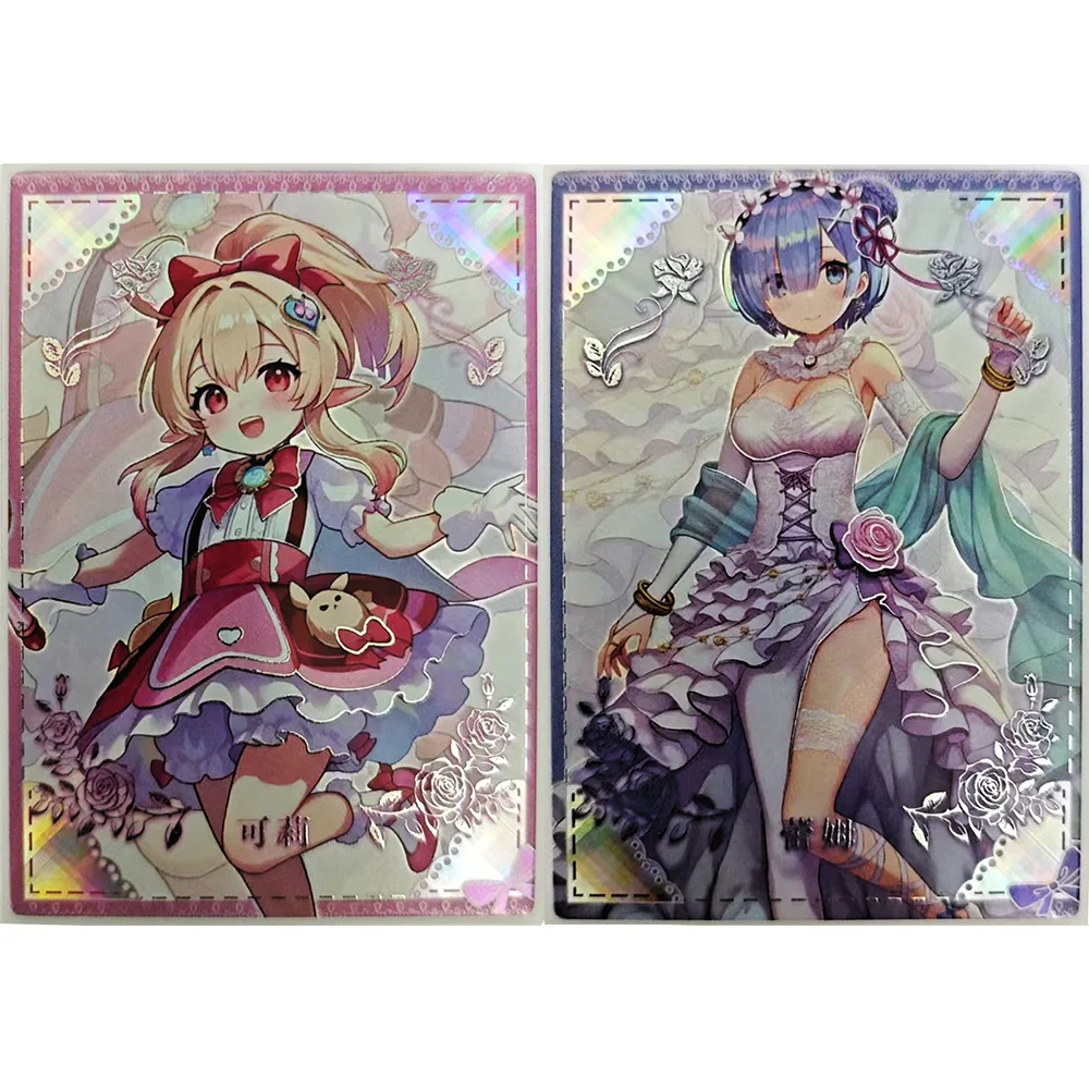 Tarjeta coleccionable con purpurina Premium, regalo de cumpleaños y Navidad, historia de la diosa de Anime QR Rem Klee Kafka Sangonomiya Kokomi Ganyu