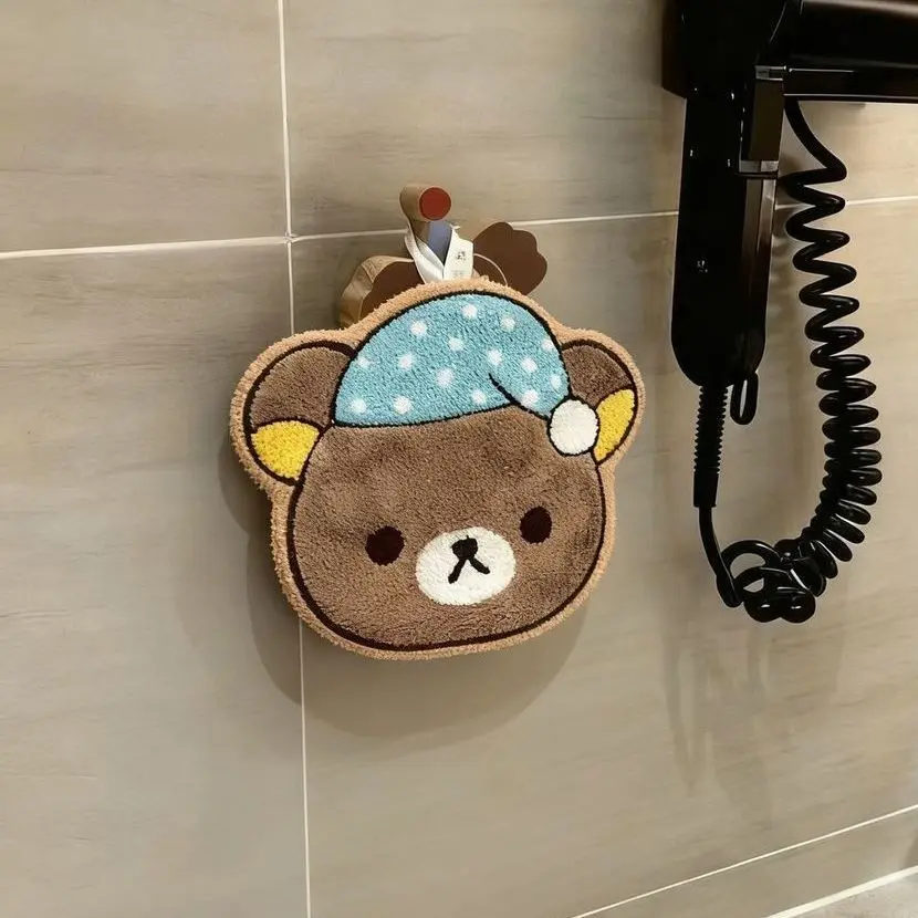 Anime Rilakkumas Hand Towel Hanging Type Absorbent Small Square Towel Kitchen Household Quick Drying Hand Towel Girl Gifts