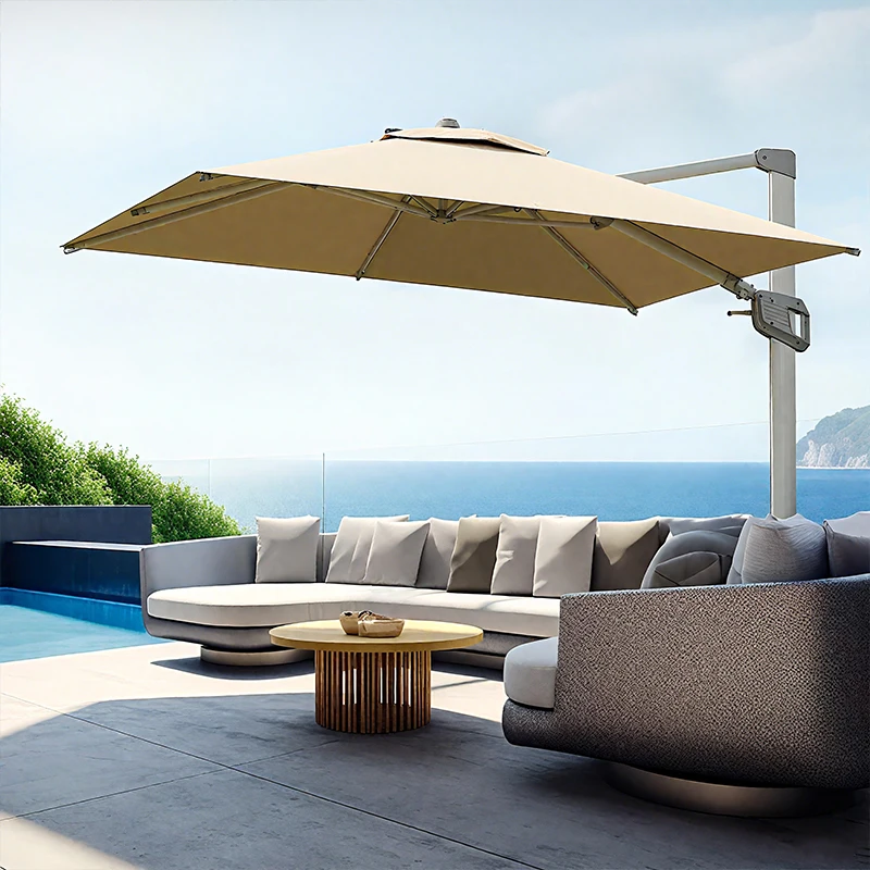 Offset Banana Patio Umbrella Hanging Outdoor Led Lights Styles Cantilever Umbrellas Parasol With Led Light