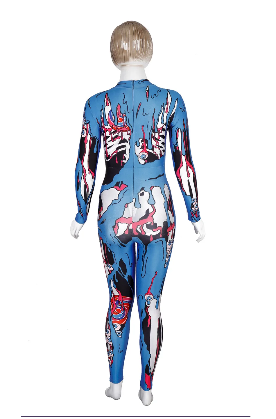 IOOTIANY Spoof Graffiti-Muster 3D-Druck Sexy Damen-Jumpsuit Cosplay Punk Steampunk Kostüme Skinny Fashion Party Bodysuit – Detail 9