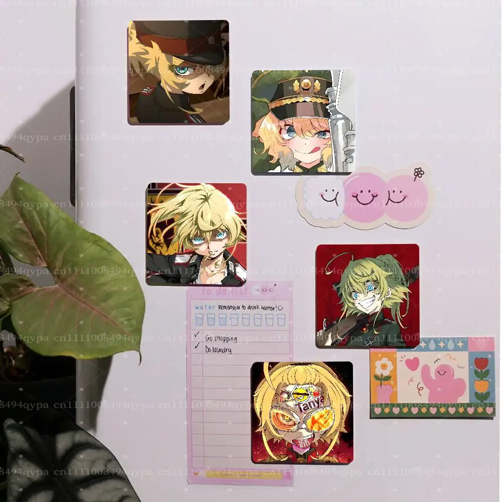 T-Tanya Degurechaff Youjo Senki Square Fridge Magnet Custom Photo Magnetic Sticker for Refrigerator Home Kitchen, Souvenir Gift