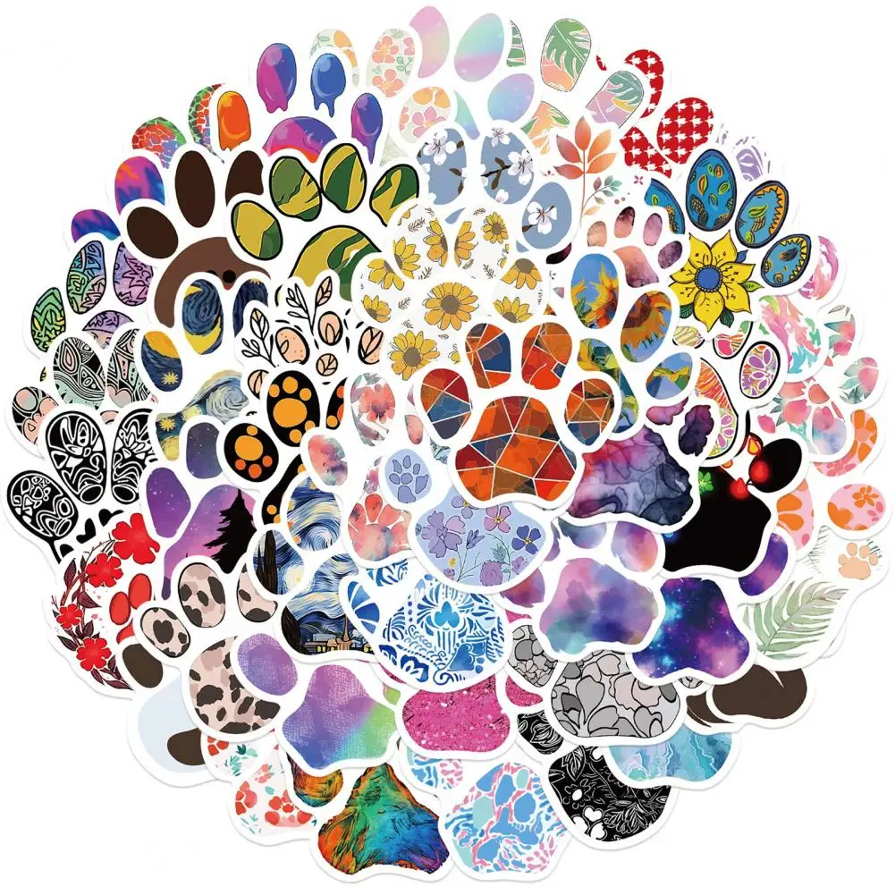 Pet Paw Print Stickers Waterproof Paw Print Stickers 50pcs Cartoon Paw Print Sticker Set Self-adhesive Waterproof Pvc for Phone