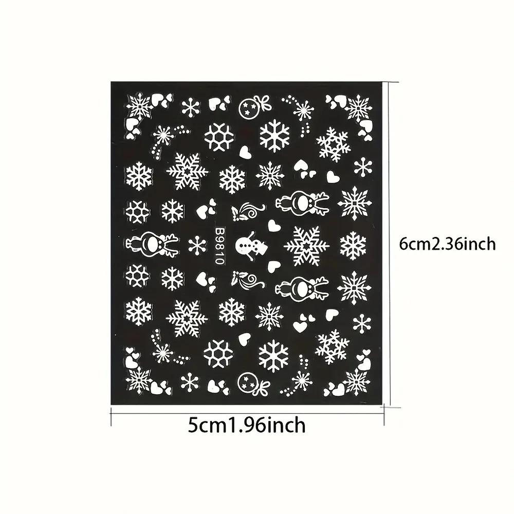 30pcs Sheets Winter 3D Nail Art Stickers Decals Nail Art Supplies for Women And s - Self-Adhesive Cartoon Snowflake Snowman
