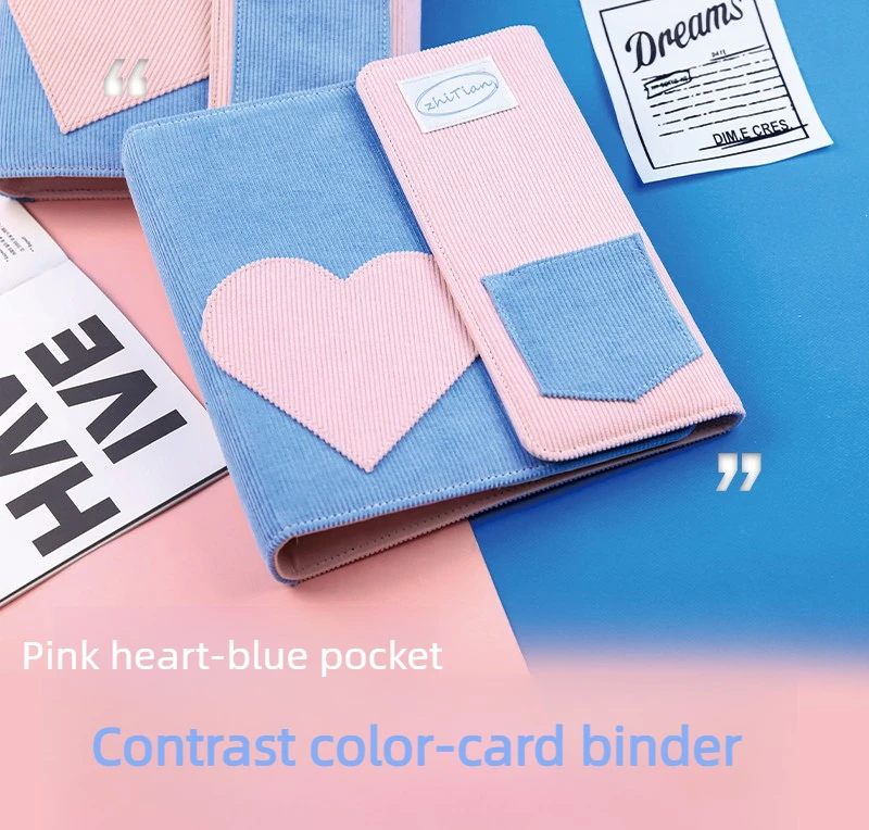 Denim Patchwork A5 Card Holder - Fashionable Binder for K-Pop Photocards, Collectible Cards, Polaroids & Postcards Photo Album