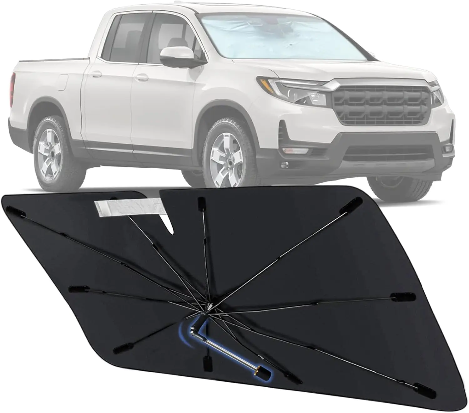 

Windshield Sun Shade Umbrella for Honda Ridgeline 2017-2024, Foldable Front Window Sunshade with 360° Rotating Shaft, Custom Fit