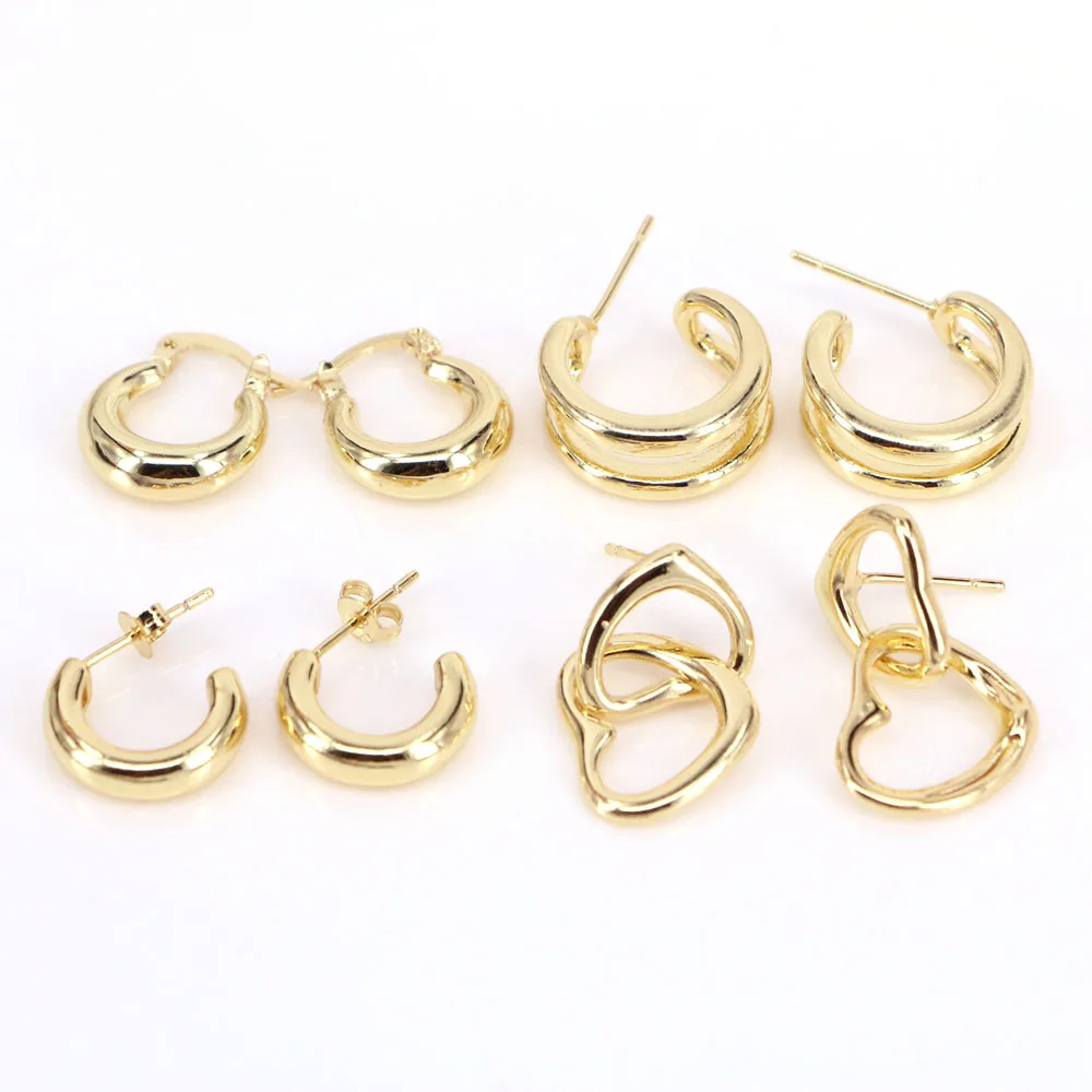 

5Pairs, Gold Plated Punk Circle Geometry Stud Earrings for Women Piercing Earring Earings Ear Stud Jewelry Pendients