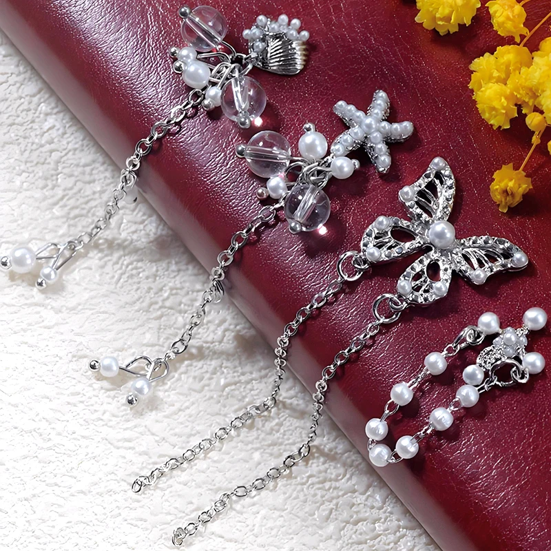 5/10 Uds. De dijes colgantes de cristal para decoración de uñas de aleación de lujo 3D, accesorios de cadena de perlas para decoración de uñas, suministros de manicura de diseño