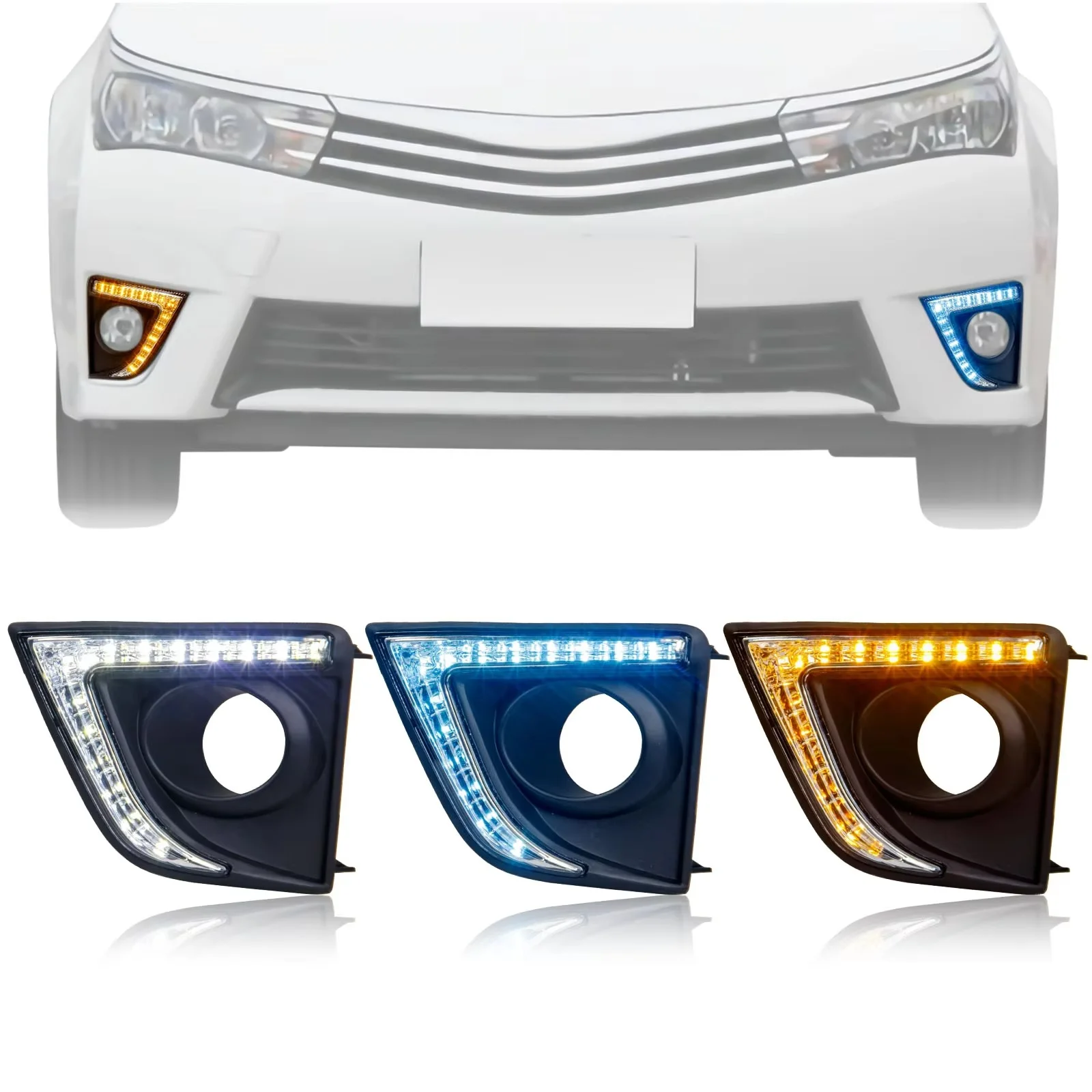 For Toyota Corolla Altis 2014-2016 Led Daytime Running Light Dymanic Turn Signal Front Fog Lamp Exterior Accessories