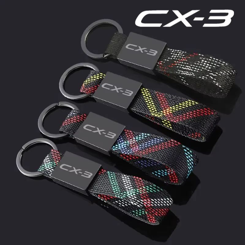 Car Keychian Key Ring Pendant Oxford Webbing Key Holder for Mazda CX-3 Logo BT50 CX5 MX5 6 CX7 RX7 626 CX30 SKYACTIV