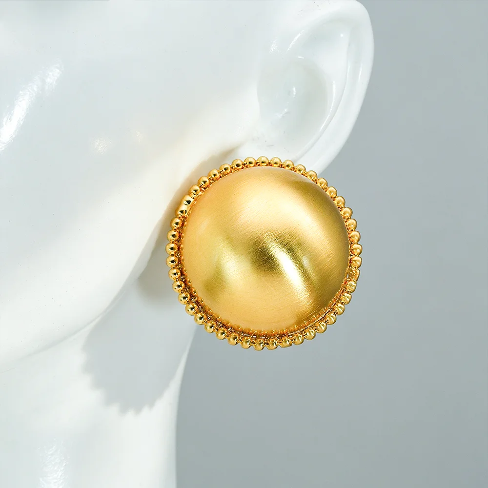 YTJX 2026 Neue Runde Hemisphären-Ohrstecker mit Perlenrand, Große Kuppel-Ohrstecker, Minimalistischer Party-Statement-Schmuck – Detail 6