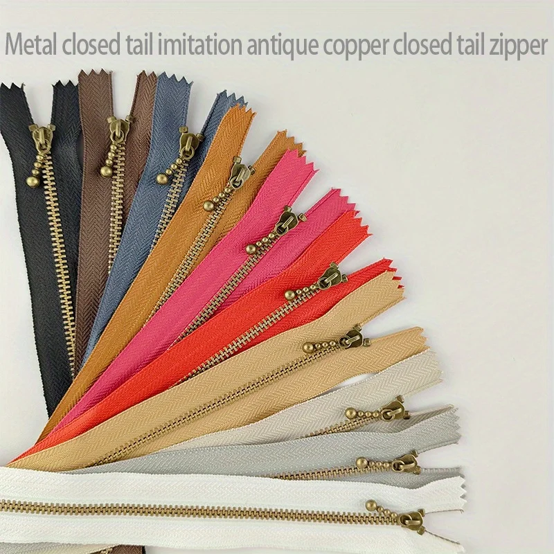6pcs 12pcs 3# Random Color Zipper Set for DIY Bags Handmade Sewing Tools Metal Brass Short Zipper Multi Color Closed End