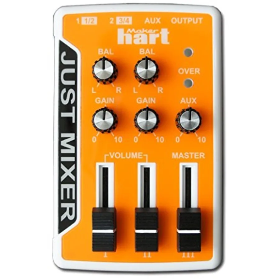 

Аудиомикшер JUST MIXER/DJ-микшер - портативный карманный аудиомикшер с питанием от батареи/USB, 3 стереоканала, 3,5 мм, с переключателем включения/выключения (оранжевый)