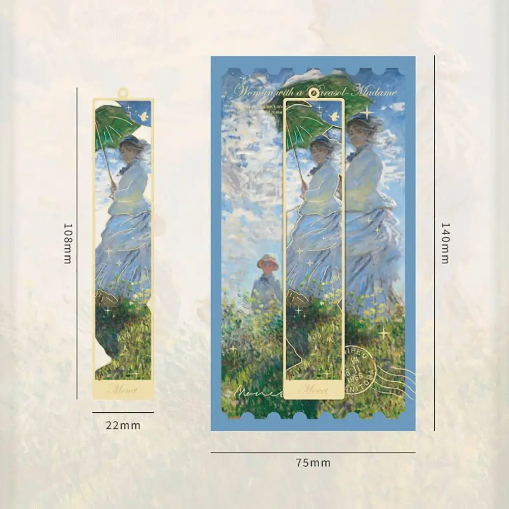 Retro Oil Painting Metal Bookmark Tassel Pendant Student Gift Reading Book Clip Ruler School Office Supplies Pagination Mark