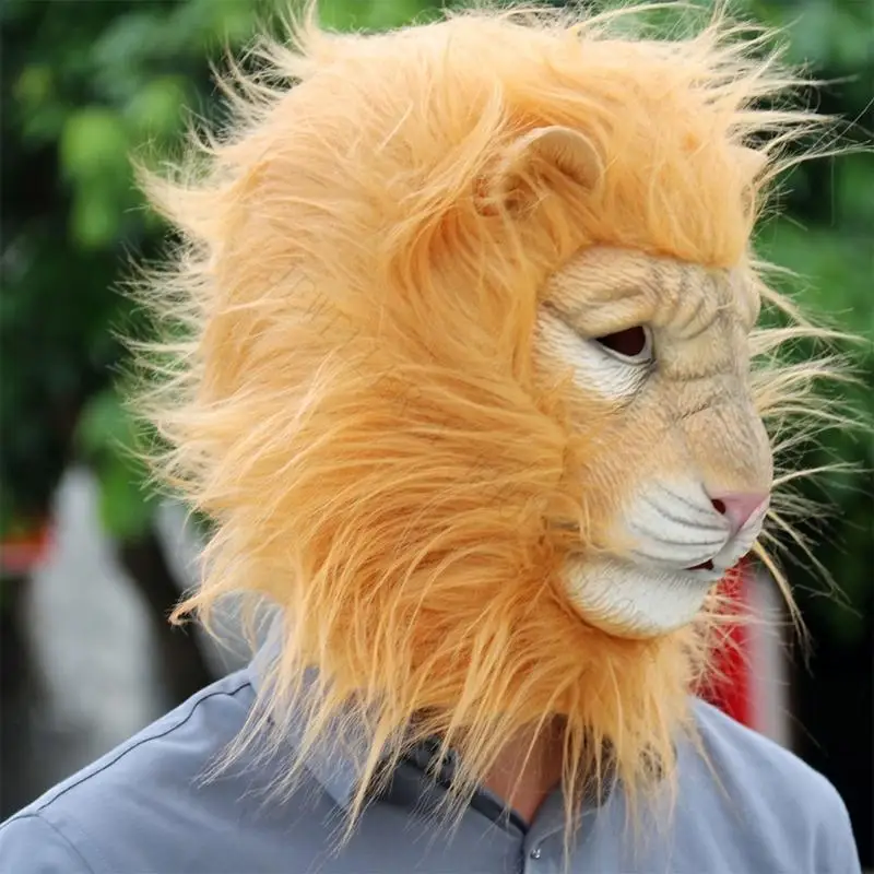 R7UF Full Head Costume Mask Latex Animal Headwear for Halloween Party Fun Use