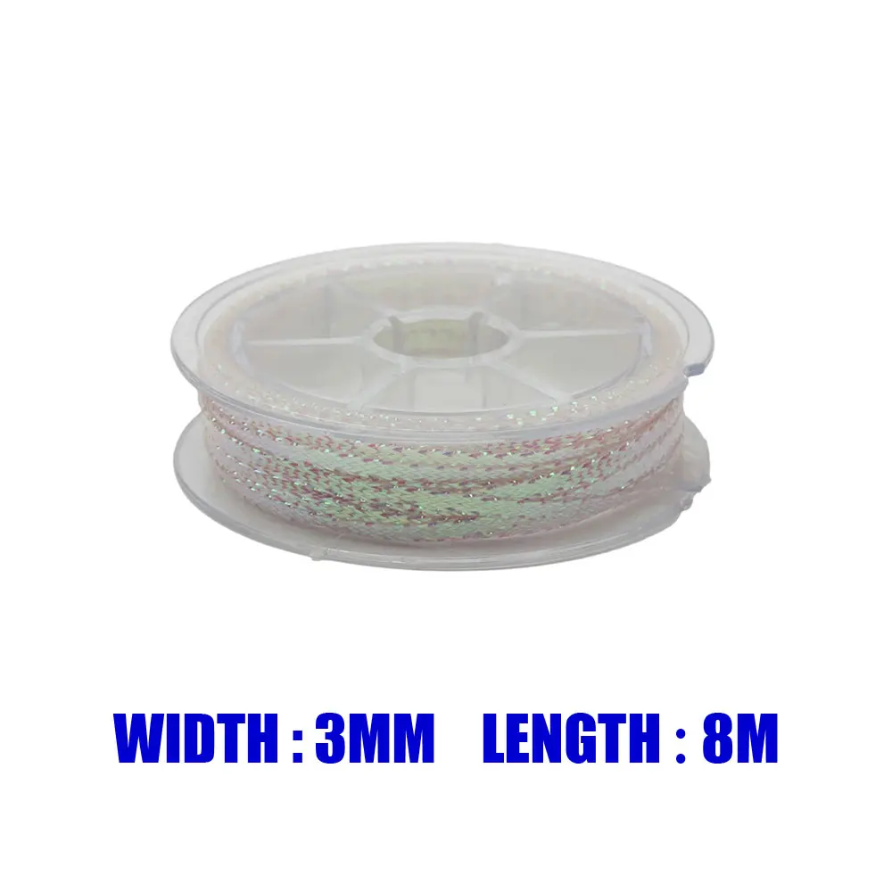 1Roll 3mm 800cm Corrugated Flash Strands Glow Flash Iridescent Synthetic Fly Tying Materials Simulates Fish Scales Fishing Lures