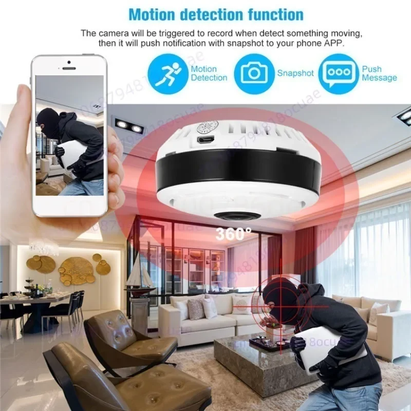 Intelligent Home 360°HD Bulb Mini WIFI Camera Indoor Panorama Voice Remote Monitoring Cam Night Vision Home Monitor Video