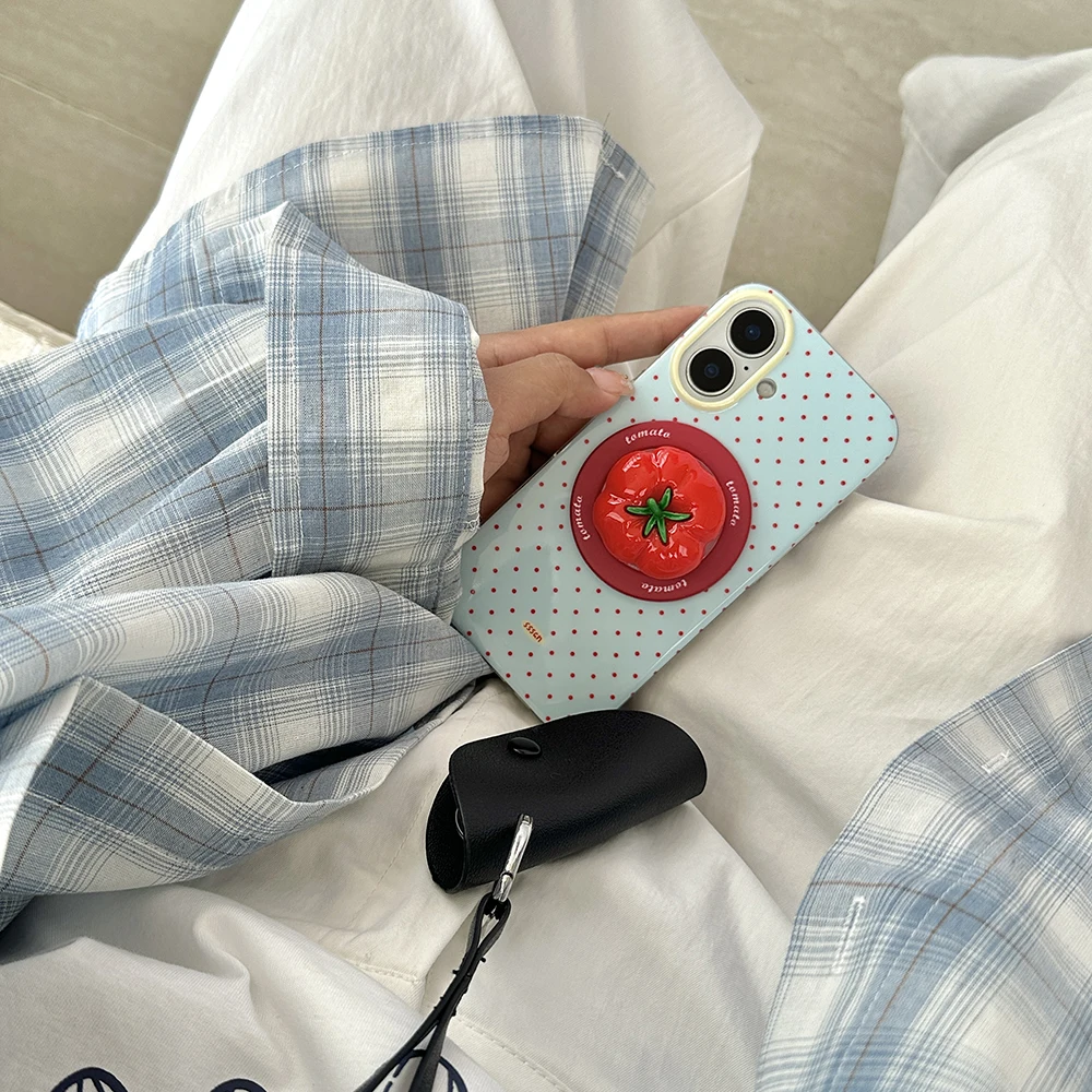 3D Polka Dot Niedliche Tomate Magnetischer Griff Tok Handyhalterung Handyhülle für iPhone 16 15 17 18 Pro Max Für Magsafe Rückseite – Detail 6