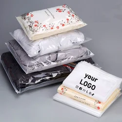 50 translucent frosted zipper bags for clothing plastic packaging bags PE material storage bags with printed logo