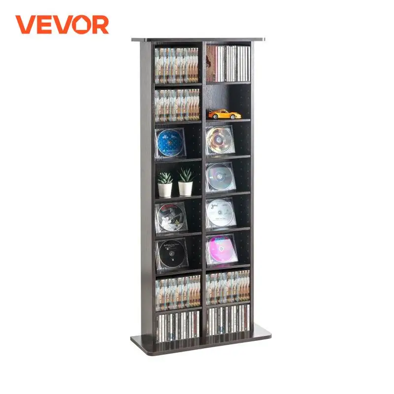 

VEVOR Media Storage Cabinet DVD Shelf Holds Adjustable CD Shelves 5/12/16/36 Compartments Protects and Organizes Music Movie