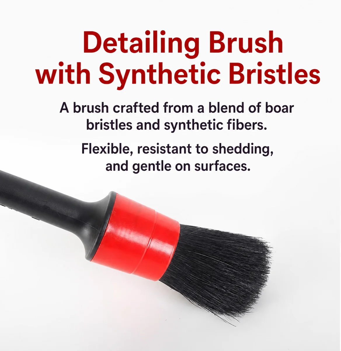 Five Piece Car Detailing Brush Set PP Plastic Handle Horsehair Mixed Fiber Bristles For Interior Air Vents Seams And Washing