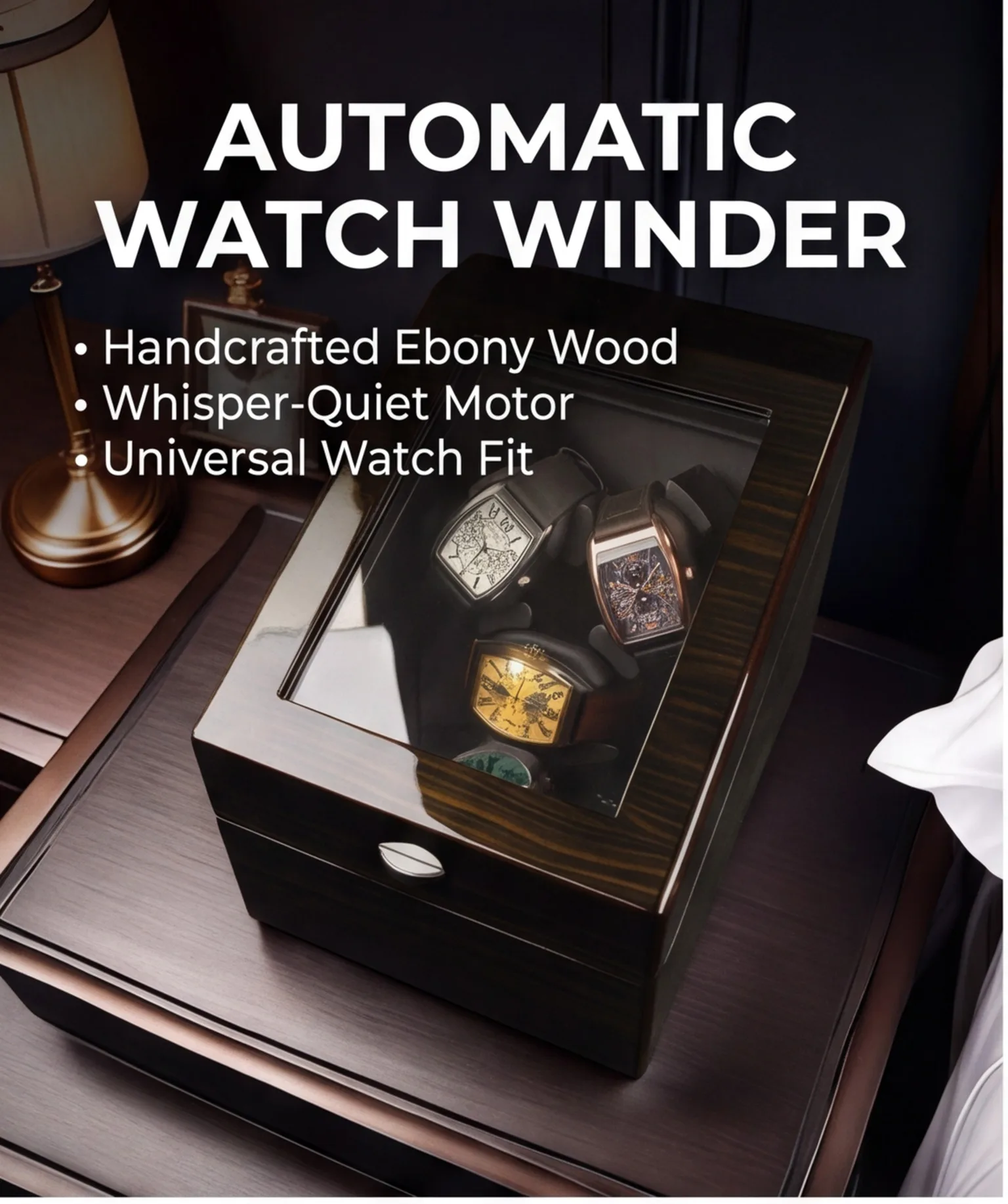 

Solid Wood Automatic Watch Winder, Auto Winding Watch Storage Box, Ultra Silent Anti-Magnetic Watch Rotator,Luxury Gift
