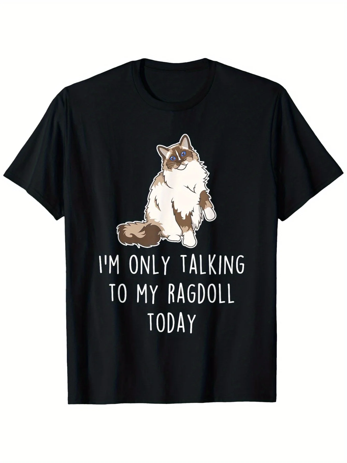 1pc, Funny Ragdoll Cat Talking T-Shirt - 