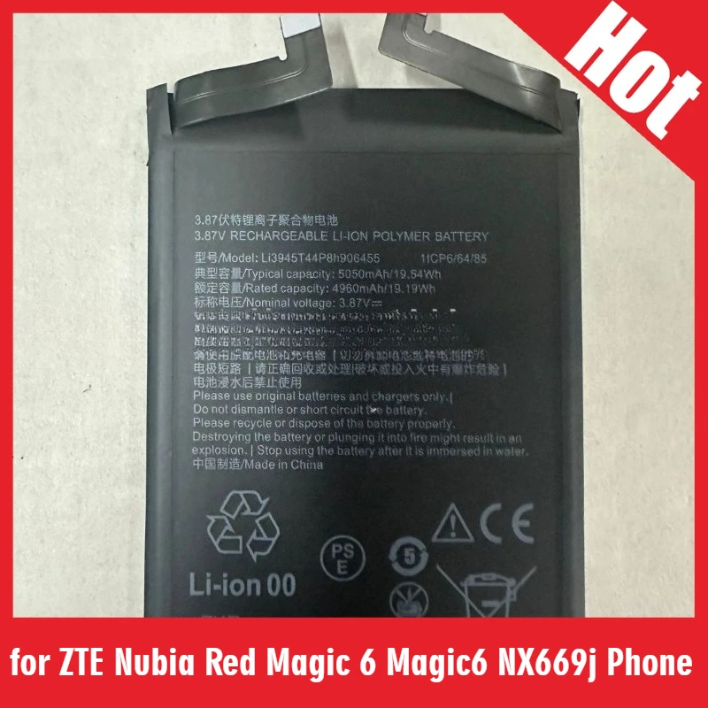 

New Li3945T44p8h906455 3.87V 5050mAh Battery for ZTE Nubia Red Magic 6 Magic6 NX669j Phone
