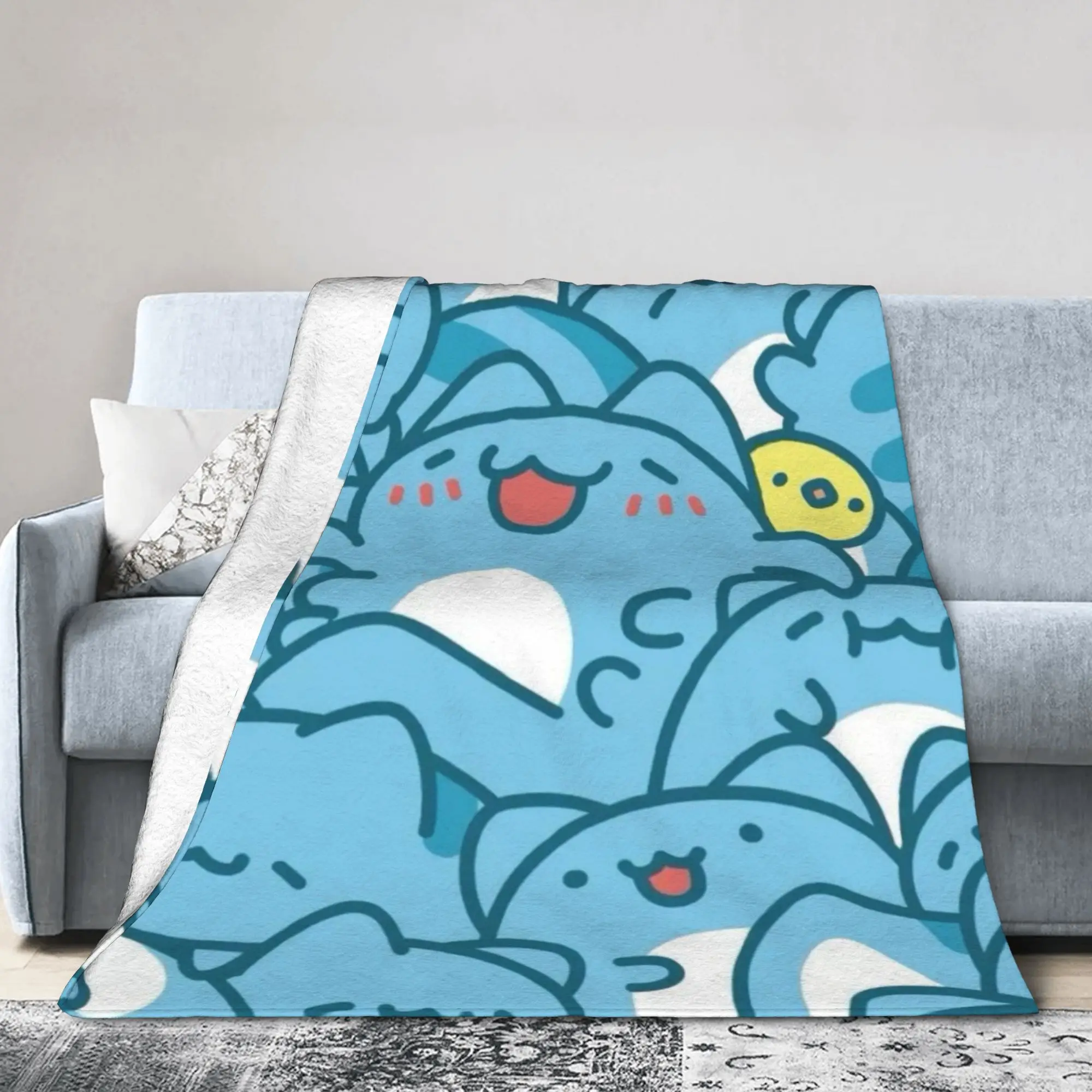 Bugcat كابوس الكرتون ستة أرجل الأزرق القط البطانيات الصوف متعددة الوظائف فائقة النعومة رمي البطانيات للمنزل أفخم رقيقة لحاف #4