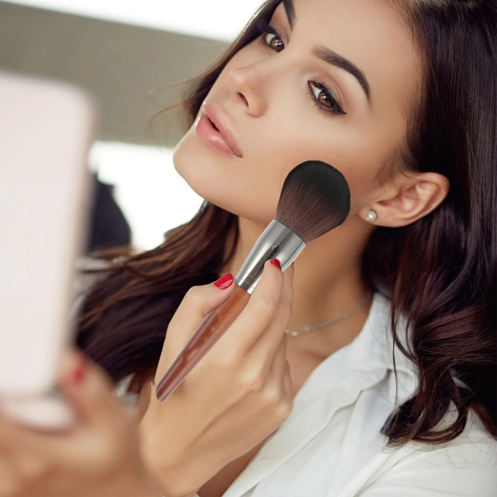 1 قطعة فرشاة البودرة السائبة عالية الكثافة الأساس مزج أحمر الخدود ماكياج أداة المحمولة فرشاة لمساحيق التجميل الوجه أحمر الخدود الإبداعية #2