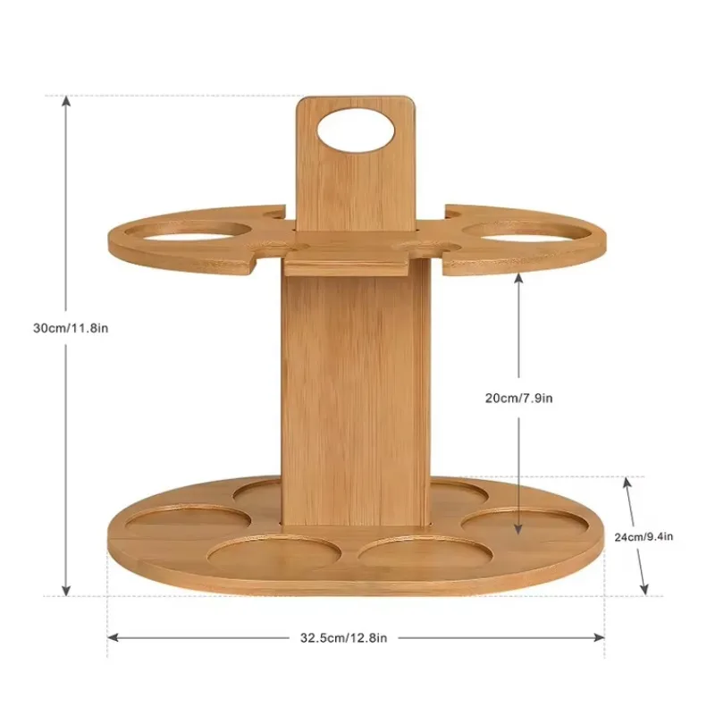

High-quality multi-functional freestanding can accommodate 4 wine glasses and 2 wine bottles Bamboo wine rack