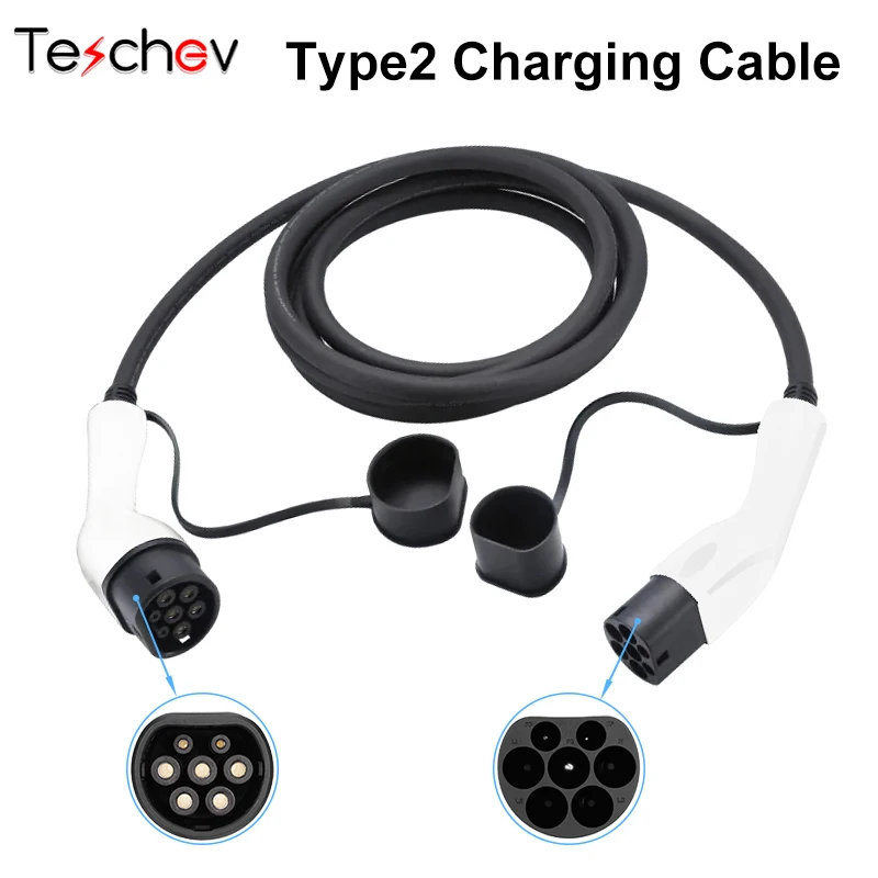 EV Charger Type2 Cable Female Car Side to Type2 Male Plug 16A/32A EV Car Charger Charging Cable Cord for Electric Car