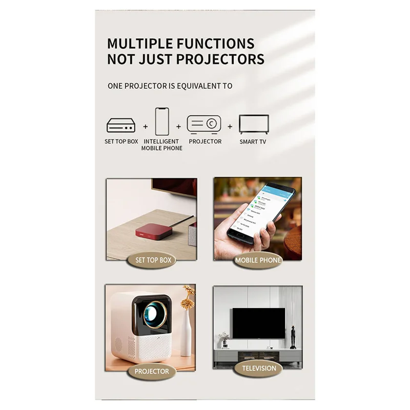 X10 Proyektor Mini Wifi 1080P HD Proyektor Universal Zoom Manual Proyektor Ponsel Pintar Film PC TV Tahan Lama dengan Steker Inggris