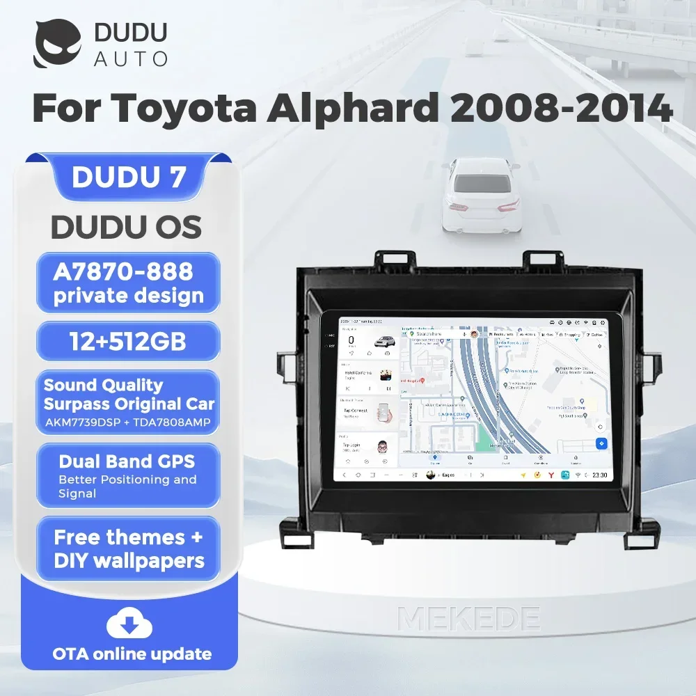 DUDUAUTO DUDU7 GPS Navigation Smart System Android Car Radio 12+512G DSP 5G WIFI for Alphard 2008-2014