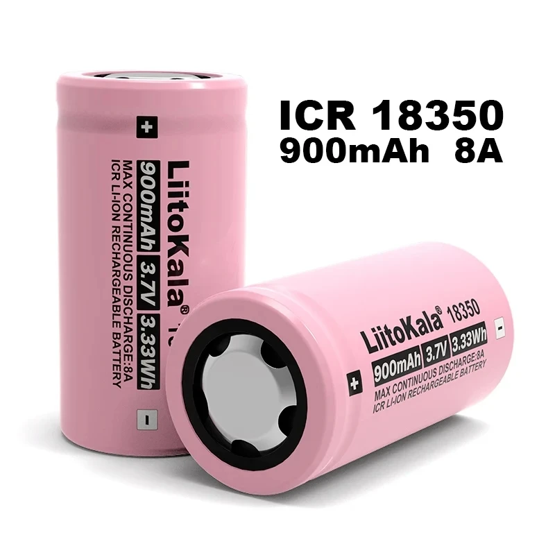 1-20PCS Liitokala New ICR 18350 900mAh power rechargeable lithium battery 3.7V 8A power for electrical tools flashlight