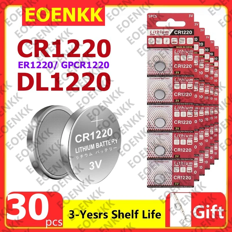 30-200ชิ้น CR1220 CR 1220 LM1220 BR1220 DL1220 3V แบตเตอรี่ลิเธียมปุ่มเซลล์เหรียญสำหรับกุญแจรถรีโมทโคมไฟดักแมลงของเล่นขนาด