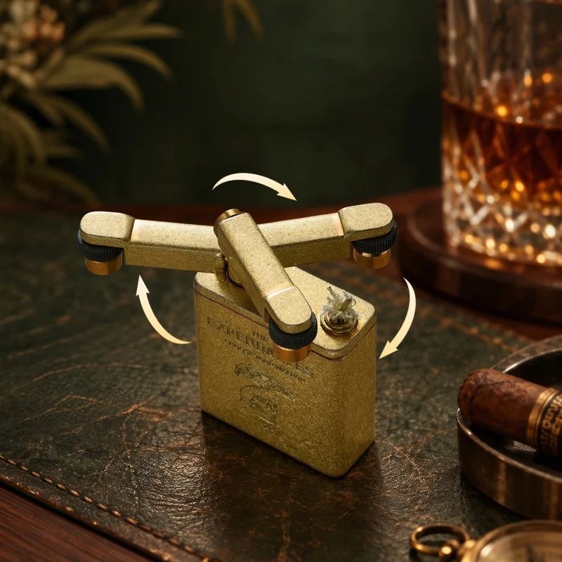 New Premium Vintage 360°Rotatable Flint Wheel Oil Lighter Alloy Portable Unique Influencer Designer Cool Festival Smoking Gift