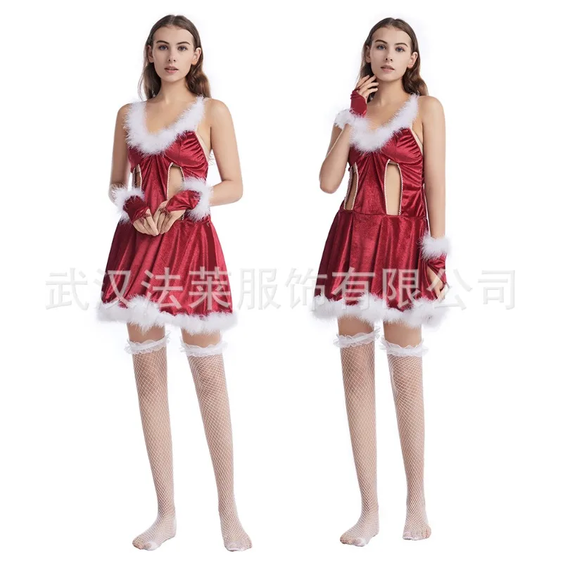

Christmas Cosplay Performance Costume-Club Girl Spaghetti Strap Bikini Dress-Party Dance Outfit for Holiday-Nightclub Events