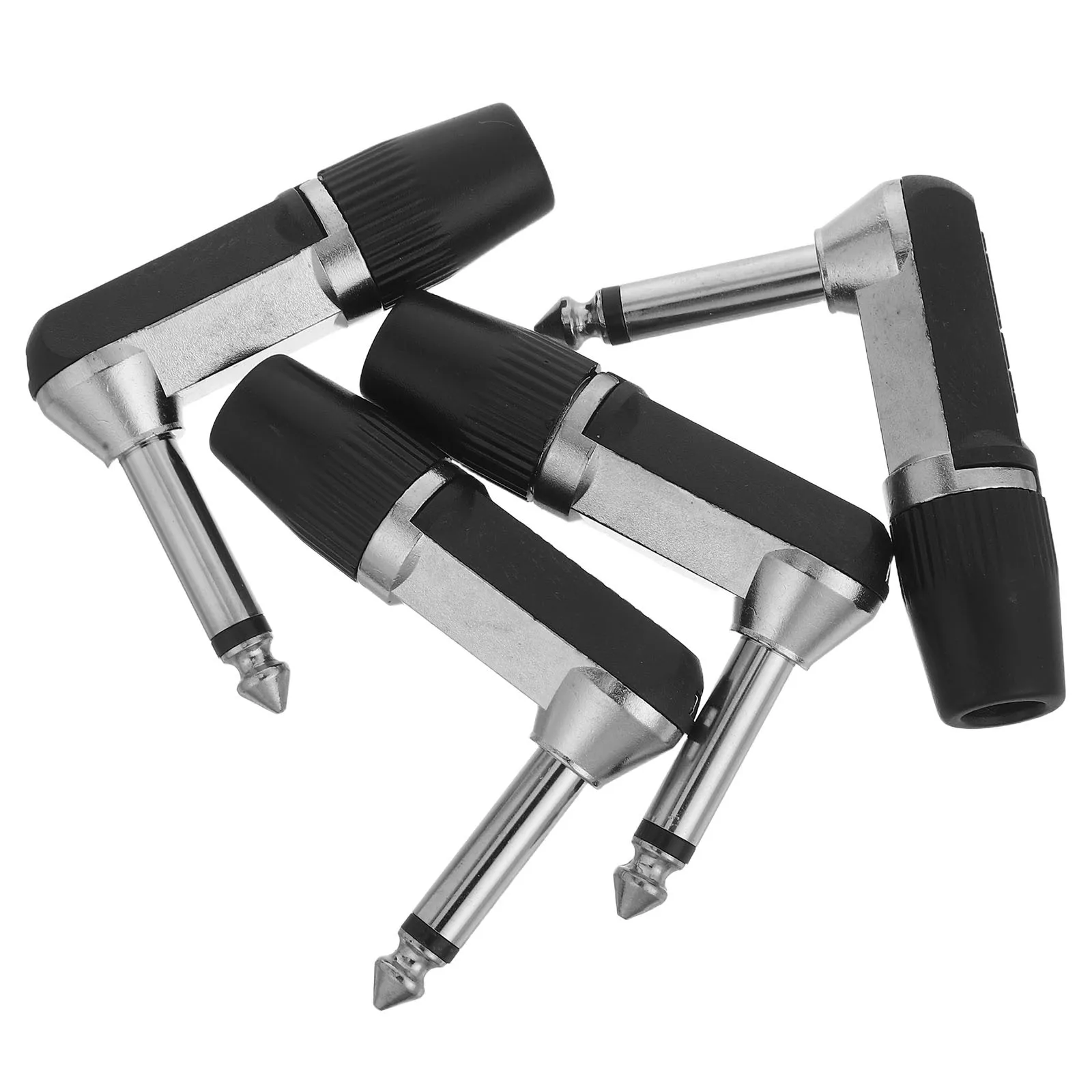 

4Pcs Durable Metal Construction 6.5mm Mono Plug Right Angle Microphone Jack Adapter for Enhanced Audio Clarity Compact Spaces