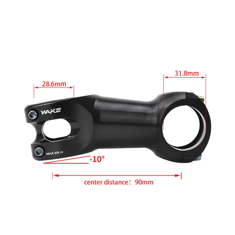 Wake Bicycle Handlebar Stem Road Bike Accessories 31.8mm Negative 10 Degree Aluminum Alloy 90mm Rise High for Cycling