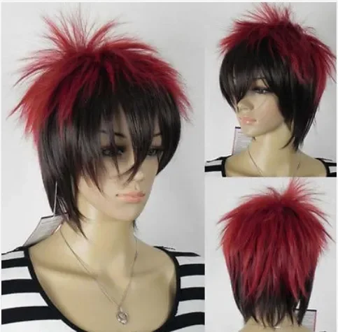 

Fashion Emerald Red Black Mix Multicolor Straight Unisex Cosplay Full Wig